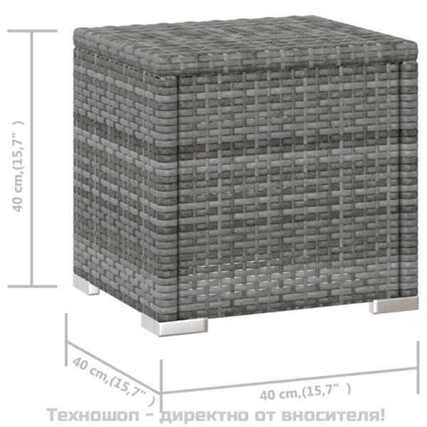 Шезлонг с шалте и маса за чай, полиратан, сив