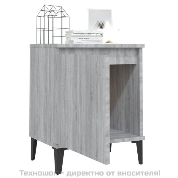 Нощни шкафчета с метални крака, сив сонома, 40x30х50 см