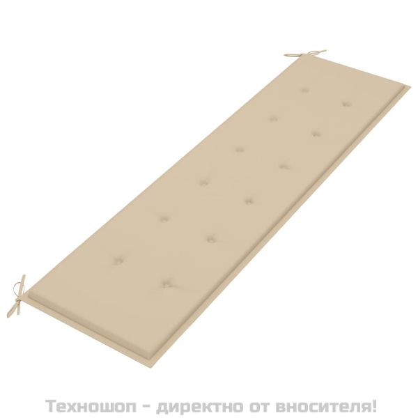 Възглавница за градинска пейка бежова 180x50x3 см оксфорд плат