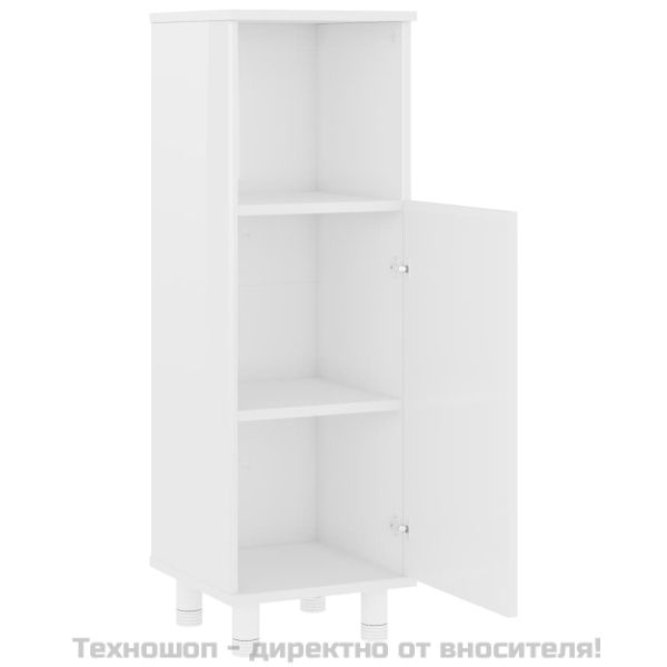 Шкаф за баня, бял гланц, 30x30x95 см, инженерно дърво