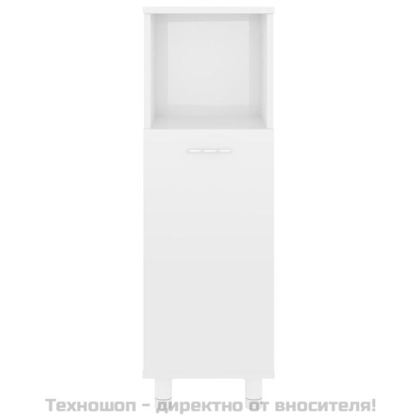 Шкаф за баня, бял гланц, 30x30x95 см, инженерно дърво