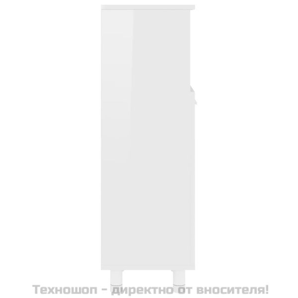 Шкаф за баня, бял гланц, 30x30x95 см, инженерно дърво