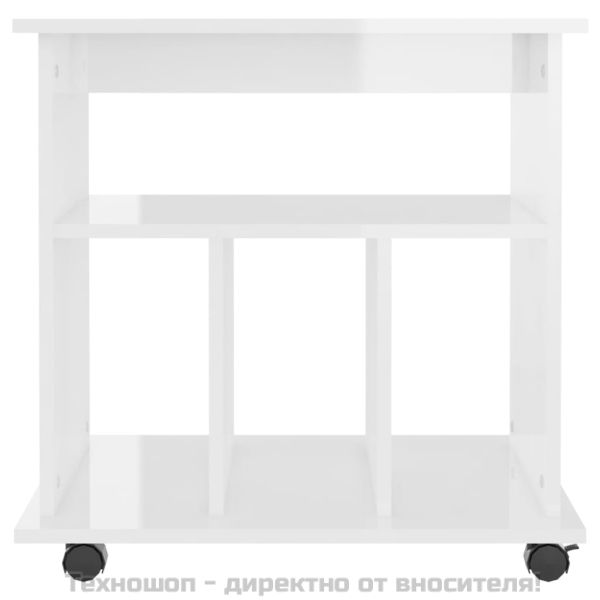 Подвижен шкаф, бял гланц, 60x45x60 см, инженерно дърво