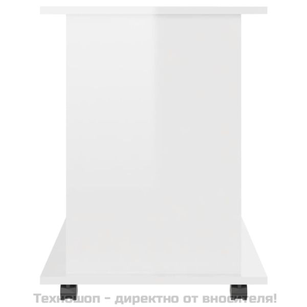 Подвижен шкаф, бял гланц, 60x45x60 см, инженерно дърво