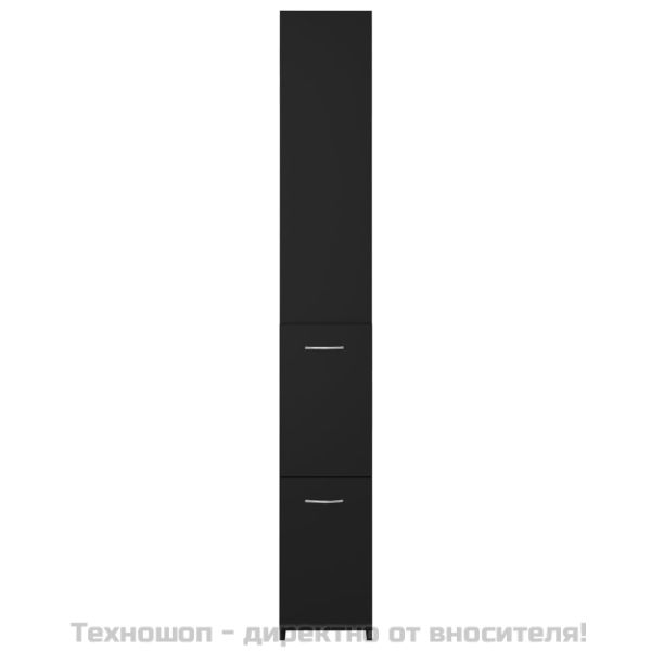 Шкаф за баня, черен, 25x26,5x170 см, инженерно дърво