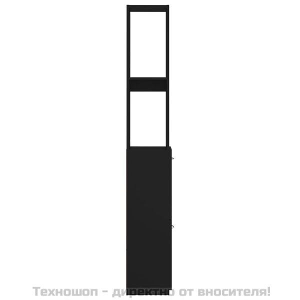 Шкаф за баня, черен, 25x26,5x170 см, инженерно дърво