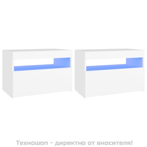 ТВ шкафове с LED осветление 2 бр бели 60x35x40 см