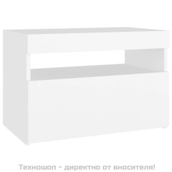 ТВ шкафове с LED осветление 2 бр бели 60x35x40 см