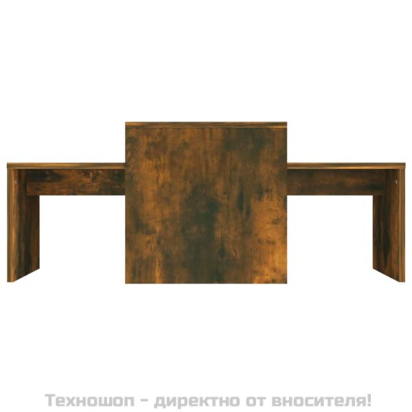 Комплект маси за кафе опушен дъб 100x48x40 см инженерно дърво