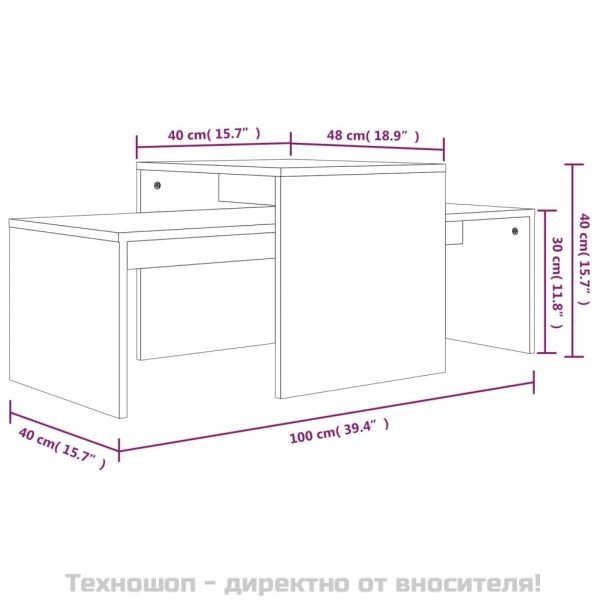 Комплект маси за кафе опушен дъб 100x48x40 см инженерно дърво