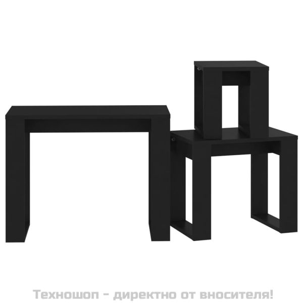Стифиращи маси, 3 бр, черни, инженерно дърво