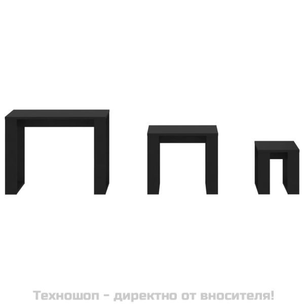 Стифиращи маси, 3 бр, черни, инженерно дърво