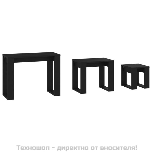 Стифиращи маси, 3 бр, черни, инженерно дърво