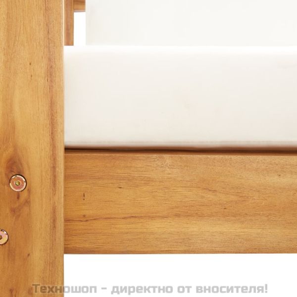 Градински стол с кремава възглавница, акация масив