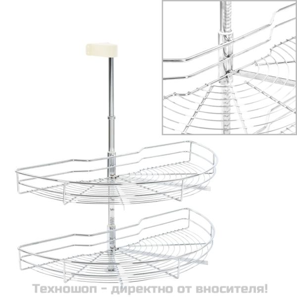 2-етажна кошница за кухня, сребриста, 180 градуса, 75x38x80 см