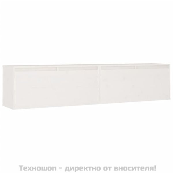 Стенни шкафове, 2 бр, бели, 80x30x35 см, бор масив