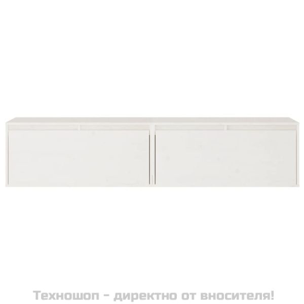 Стенни шкафове, 2 бр, бели, 80x30x35 см, бор масив