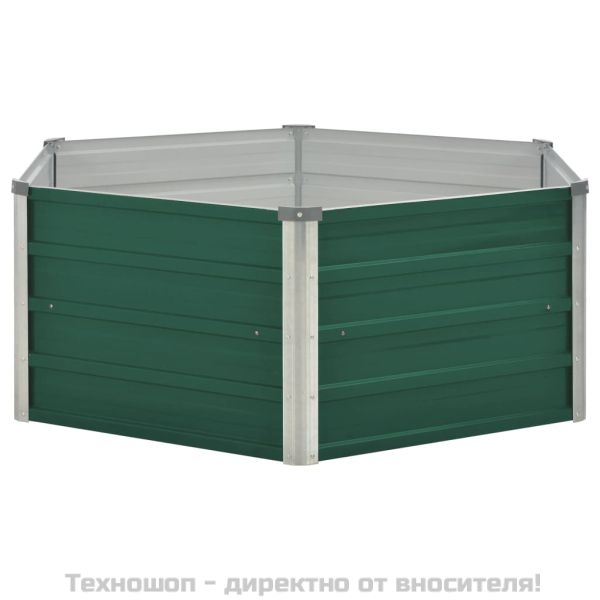 Повдигната леха, 129x129x46 см, поцинкована стомана, зелена