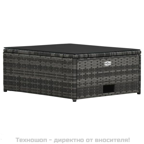 Градински комплект с възглавници, 4 части, полиратан, сив