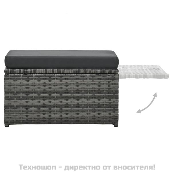 Градински комплект с възглавници, 4 части, полиратан, сив