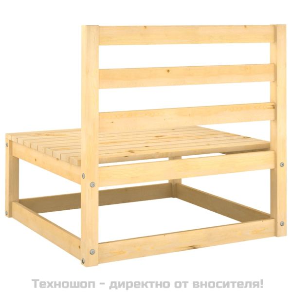 Градински средни дивани със сиви възглавници, 2 бр, бор масив