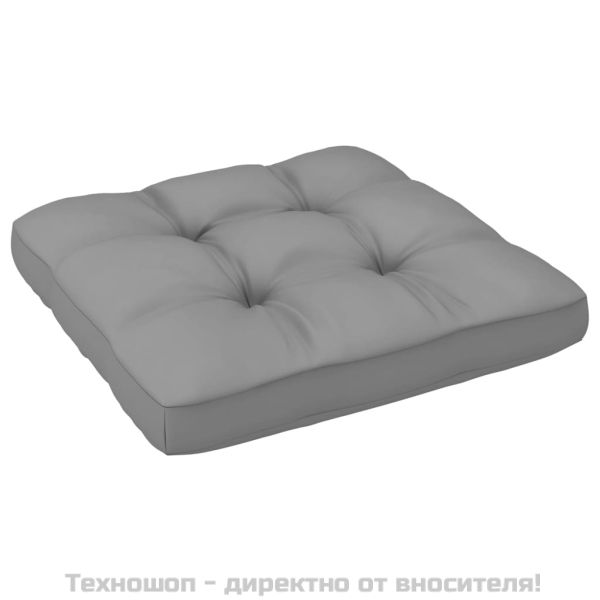 Градински средни дивани със сиви възглавници, 2 бр, бор масив