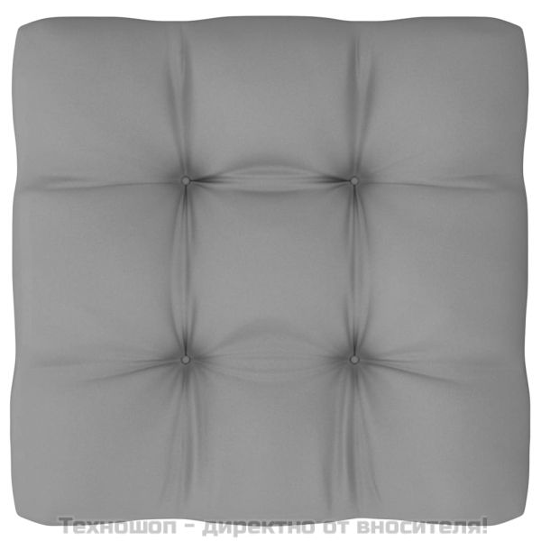 Градински средни дивани със сиви възглавници, 2 бр, бор масив