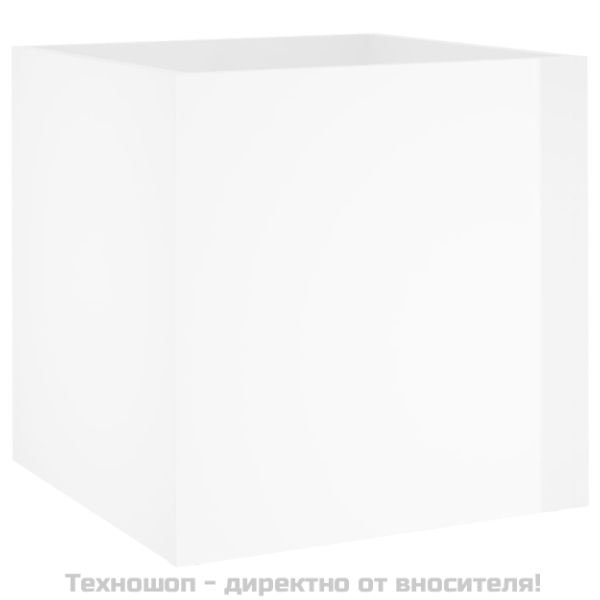 Плантерна кутия, бял гланц, 40x40x40 см, инженерно дърво