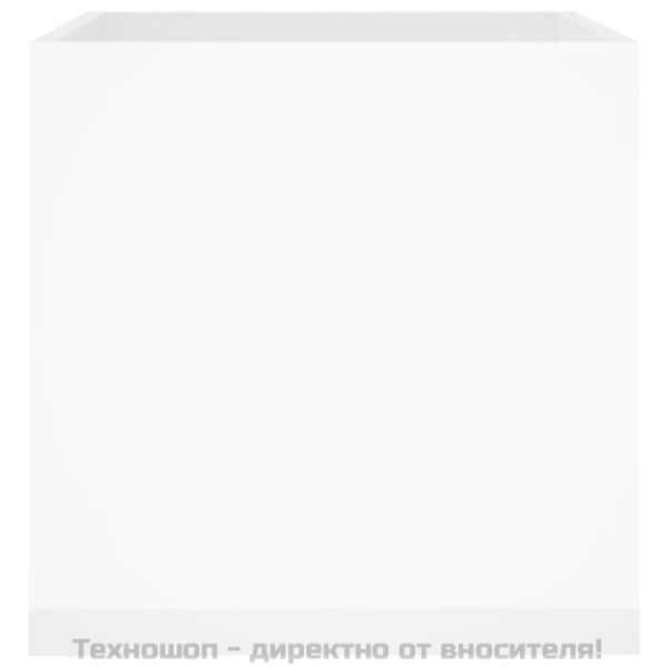 Плантерна кутия, бял гланц, 40x40x40 см, инженерно дърво