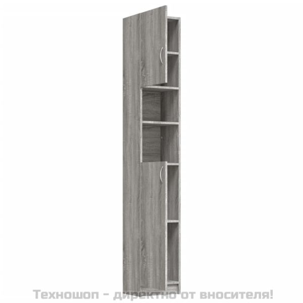 Шкаф за баня, сив сонома, 32x25,5x190 см, инженерно дърво