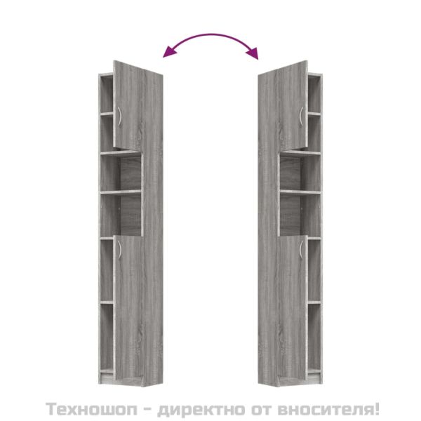 Шкаф за баня, сив сонома, 32x25,5x190 см, инженерно дърво