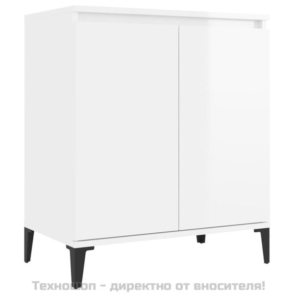 Сайдборд, бял гланц, 60x35x70 см, инженерно дърво