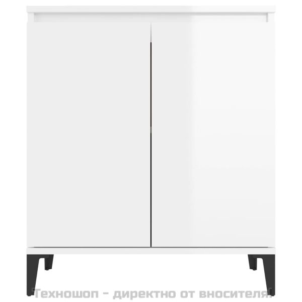 Сайдборд, бял гланц, 60x35x70 см, инженерно дърво