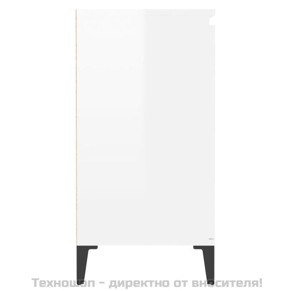 Сайдборд, бял гланц, 60x35x70 см, инженерно дърво