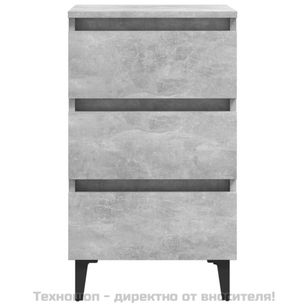 Нощно шкафче с метални крака, бетонно сиво, 40x35x69 см