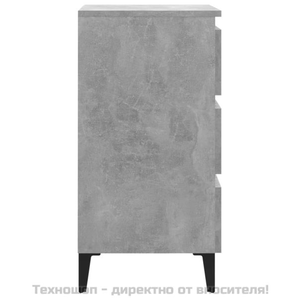 Нощно шкафче с метални крака, бетонно сиво, 40x35x69 см