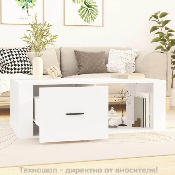 Маса за кафе, бяла, 100x50,5x35 см, инженерно дърво