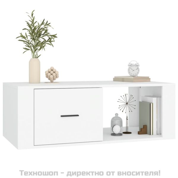 Маса за кафе, бяла, 100x50,5x35 см, инженерно дърво