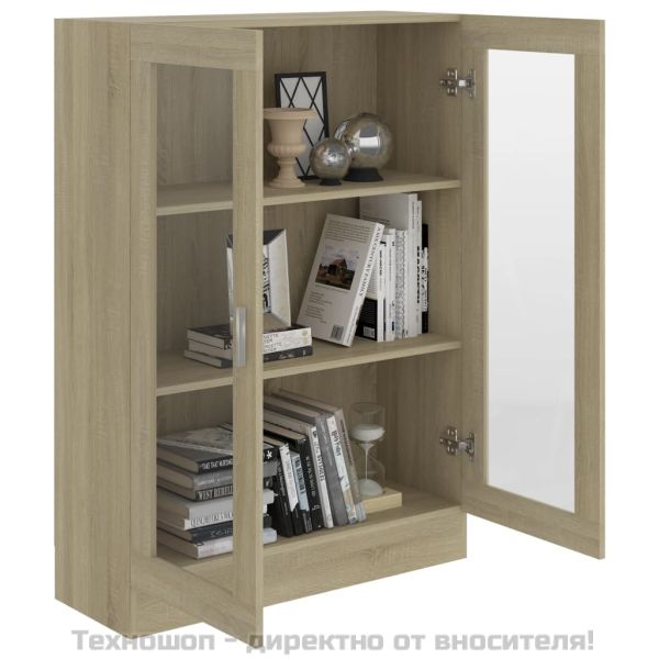 Шкаф витрина, дъб сонома, 82,5x30,5x115 см, ПДЧ