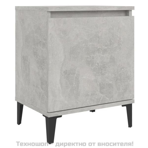 Нощни шкафчета с метални крака, бетонно сиво, 40x30х50 см