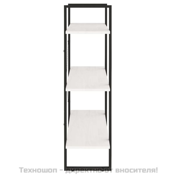 3-етажна библиотека, бяла, 80x30x105 см, борово дърво масив