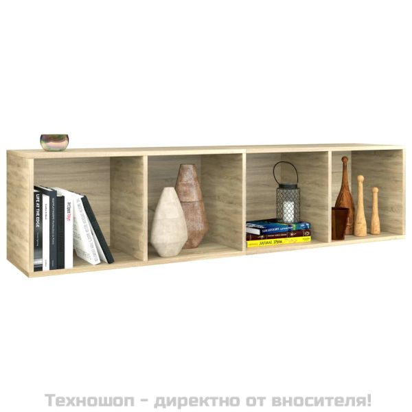 Библиотека/ТВ шкаф, дъб сонома, 36x30x143 см, инженерно дърво
