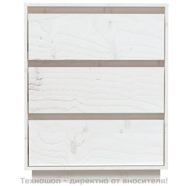 Сайдборд, бял, 60x34x75 см, бор масив