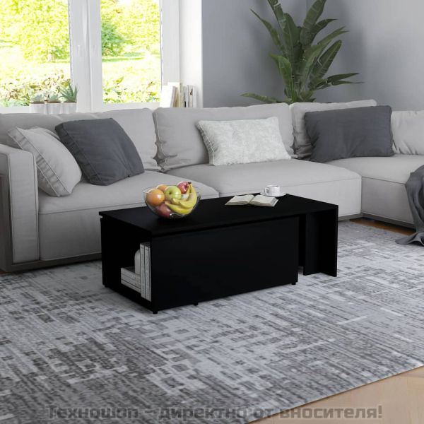 Маса за кафе, черна, 150x50x35 см, инженерно дърво