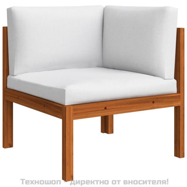 Градински ъглови дивани, 2 бр. с възглавници, дърво, акация и въже