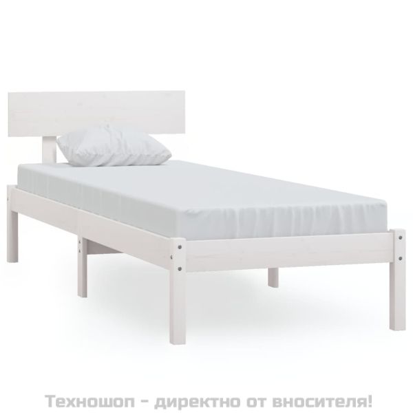 Рамка за легло, бяла, бор масив, 90x190 см, Single