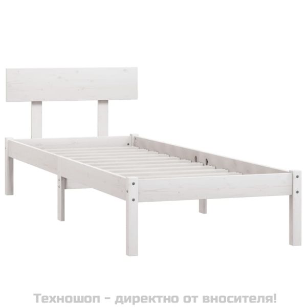 Рамка за легло, бяла, бор масив, 90x190 см, Single