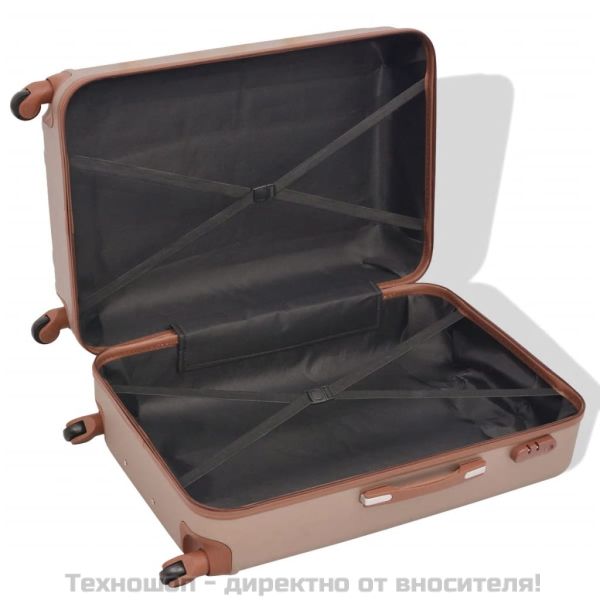 Комплект от 4 броя твърди куфари на колелца, цвят шампанско