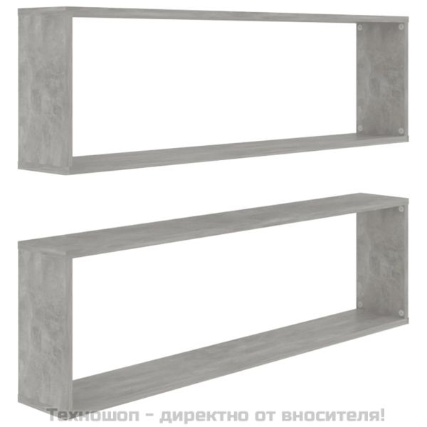 Стенни рафтове 2 бр бетонно сив 100x15x30 см инженерно дърво