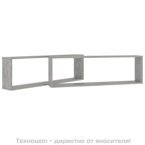 Стенни рафтове 2 бр бетонно сив 100x15x30 см инженерно дърво
